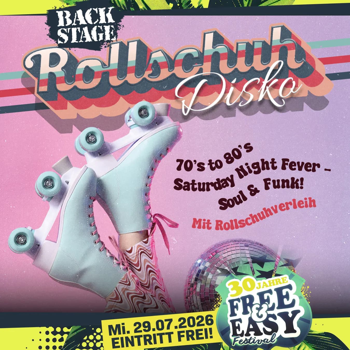 Poster for ROLLSCHUHDISKO mit DJ MIC AL | Free&Easy 2026.